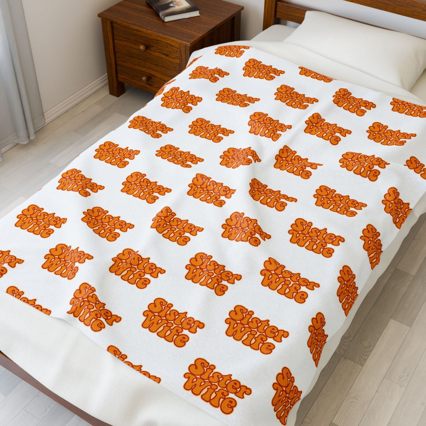Sister Wife Orange Velveteen Plush Blanket Soft Throw