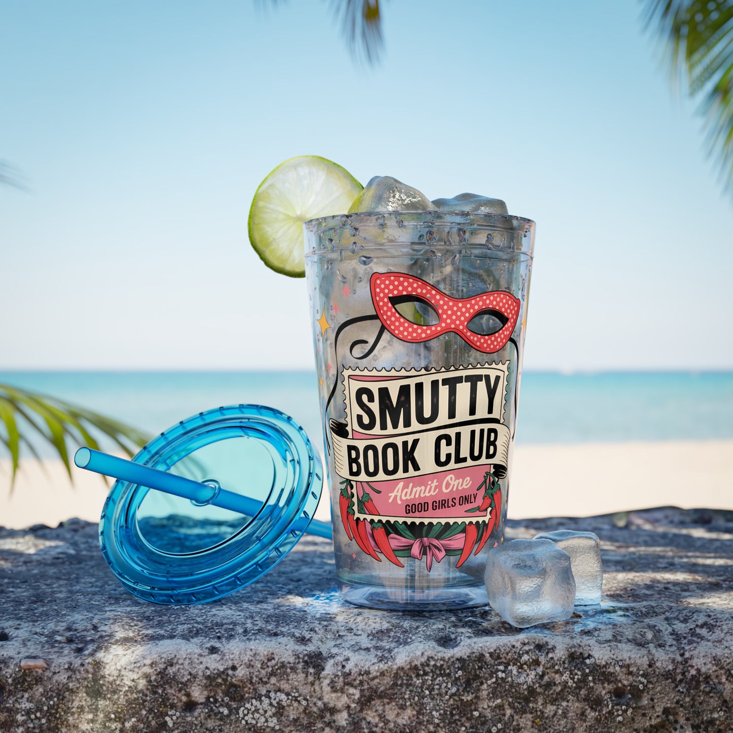 Admit One: Smutty Book Club – 16oz Sunsplash Tumbler | Polyamory Pride Cup | ENM Lifestyle Drinkware | Swinger Aesthetic Travel Cup | Spicy Romance Reader Gift | Poly, Open Relationship,...