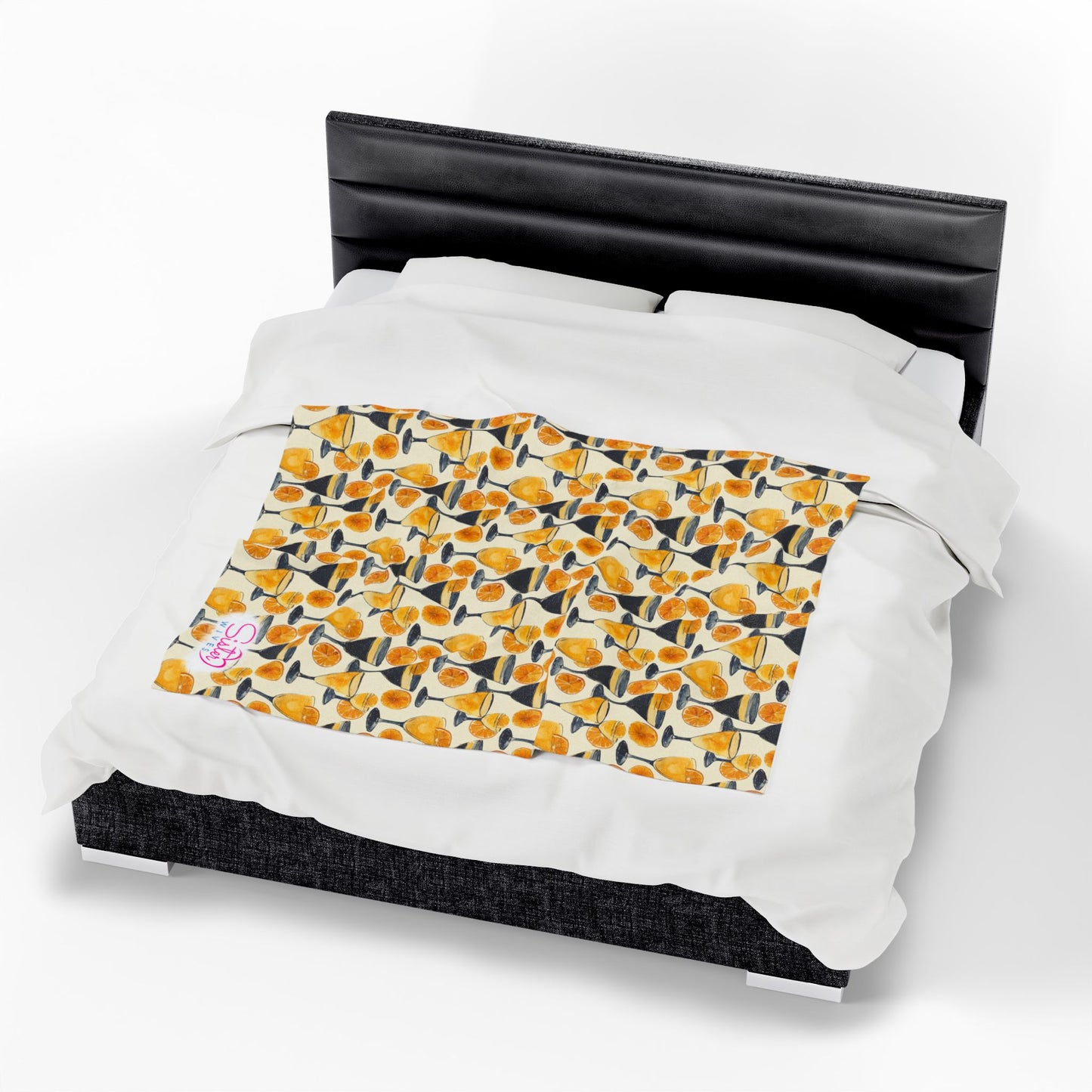 Lemon Cocktail Throw Blanket | Citrus Cocktail Cozy Blanket | Retro Kitchen & Bar Decor | Polyamory & ENM Friendly Home Decor | Swinger Lifestyle Cozy Blanket | Minimalist Blush Stripe Throw