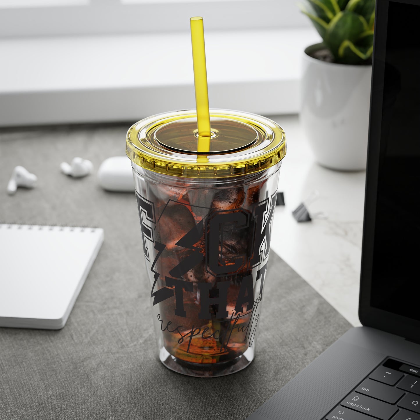 Fuck That, Respectfully” 16oz Sunsplash Tumbler | Funny Sarcastic Humor Cup | Sassy Attitude Drinkware | Bold Statement Travel Tumbler | Snarky Gift