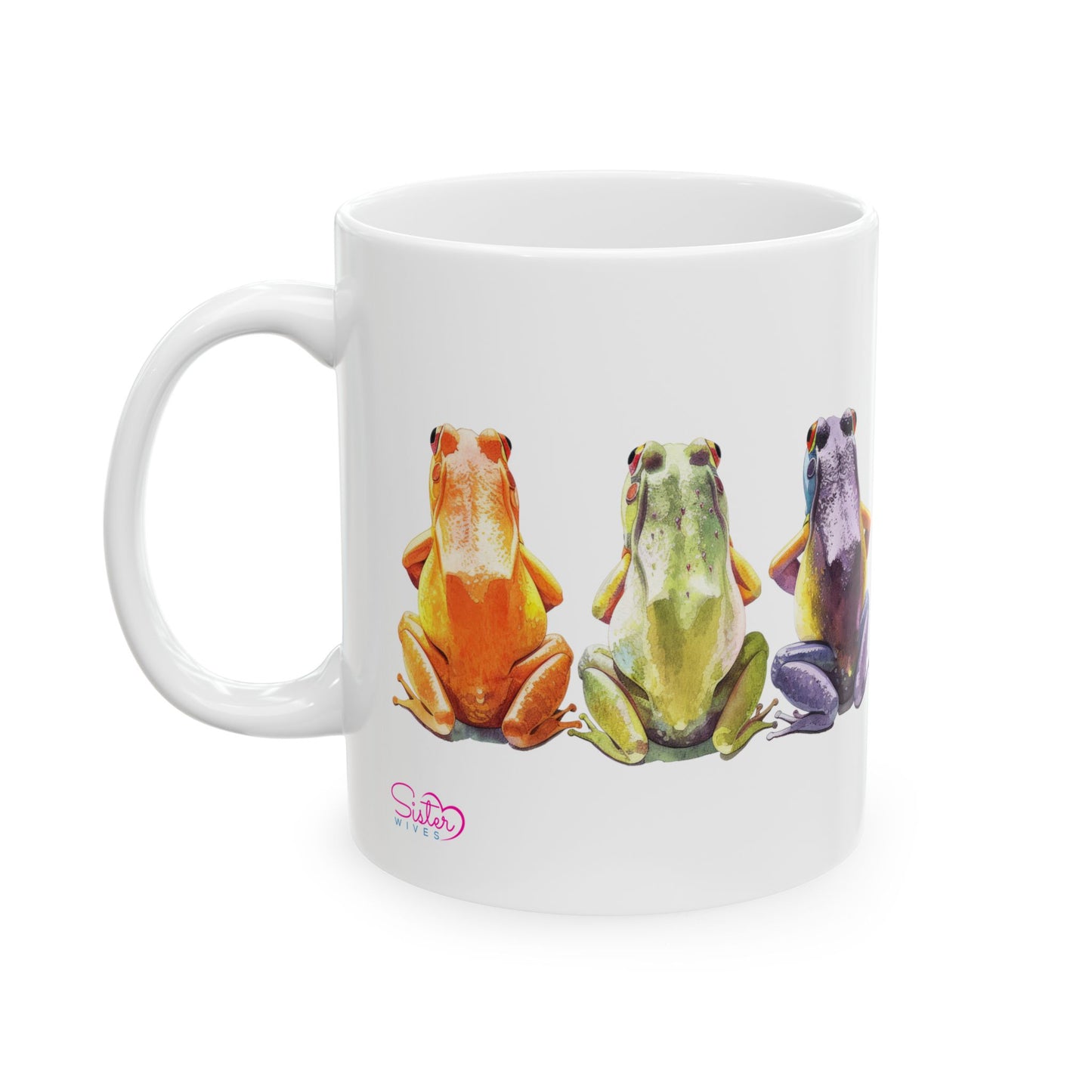Three Frogs Mug | Chosen Family Coffee Cup | Polyamory & Sisterwives Symbol Mug | Ethical Non-Monogamy Gift | Cozy Ceramic Mug