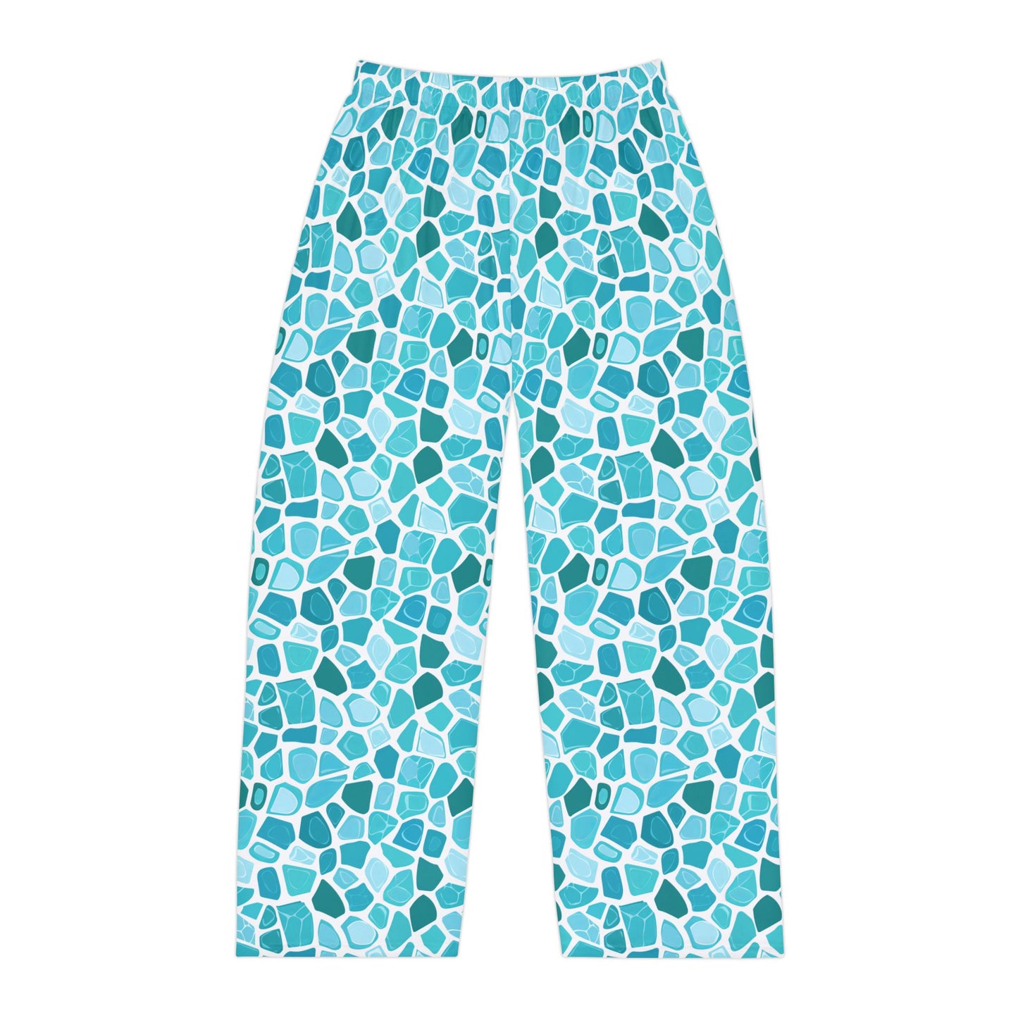 Men's Blue Mosaic Print Pajama Pants Men’s Boho Abstract Pajama Pants | Teal & Blue Modern Lounge Pants | Polyamory & ENM Friendly Sleepwear | Soft Cozy Gift