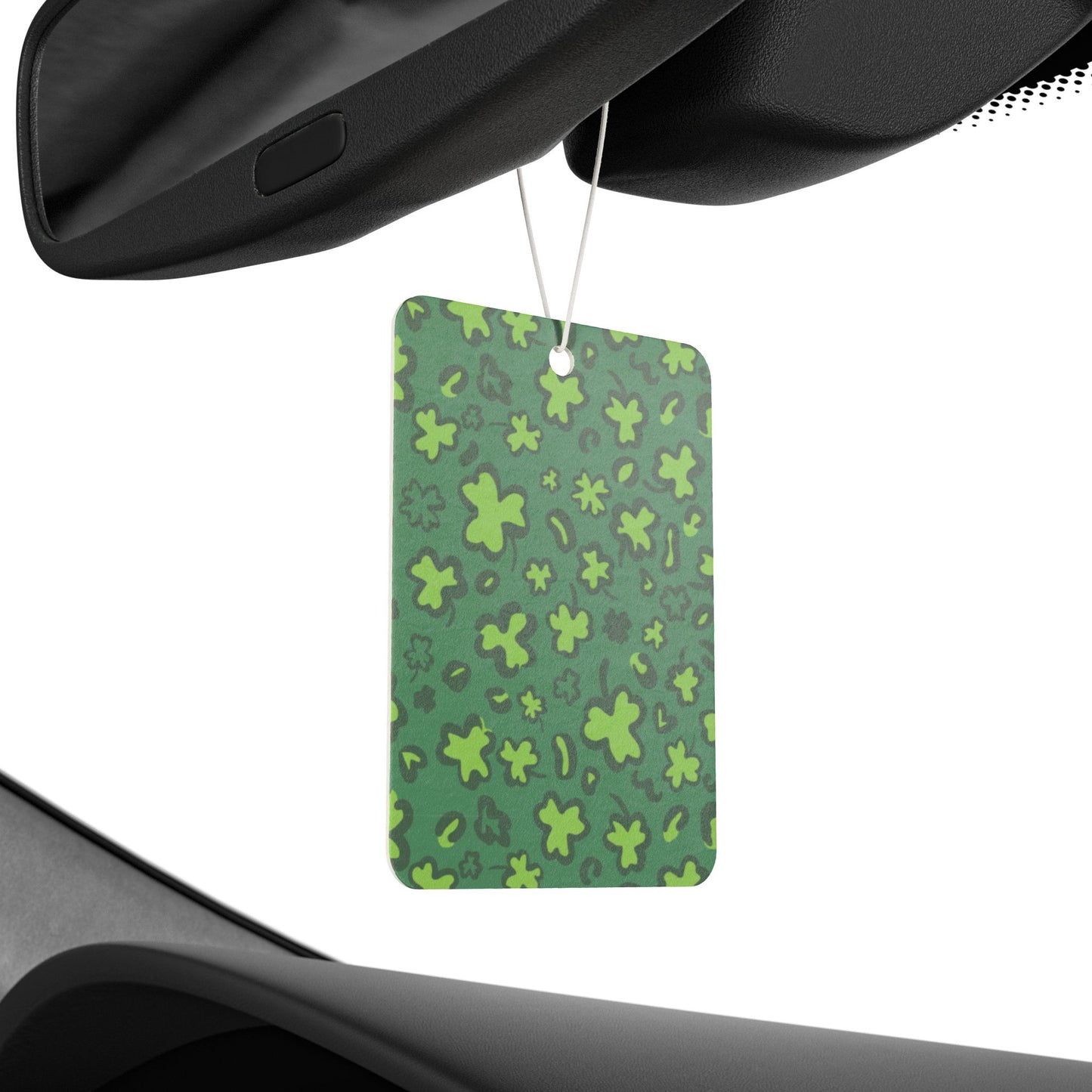 Green Clover Car Air Freshener – Lucky Retro Aesthetic Hanging Diffuser | Pine, New Car & Black Ice Scents