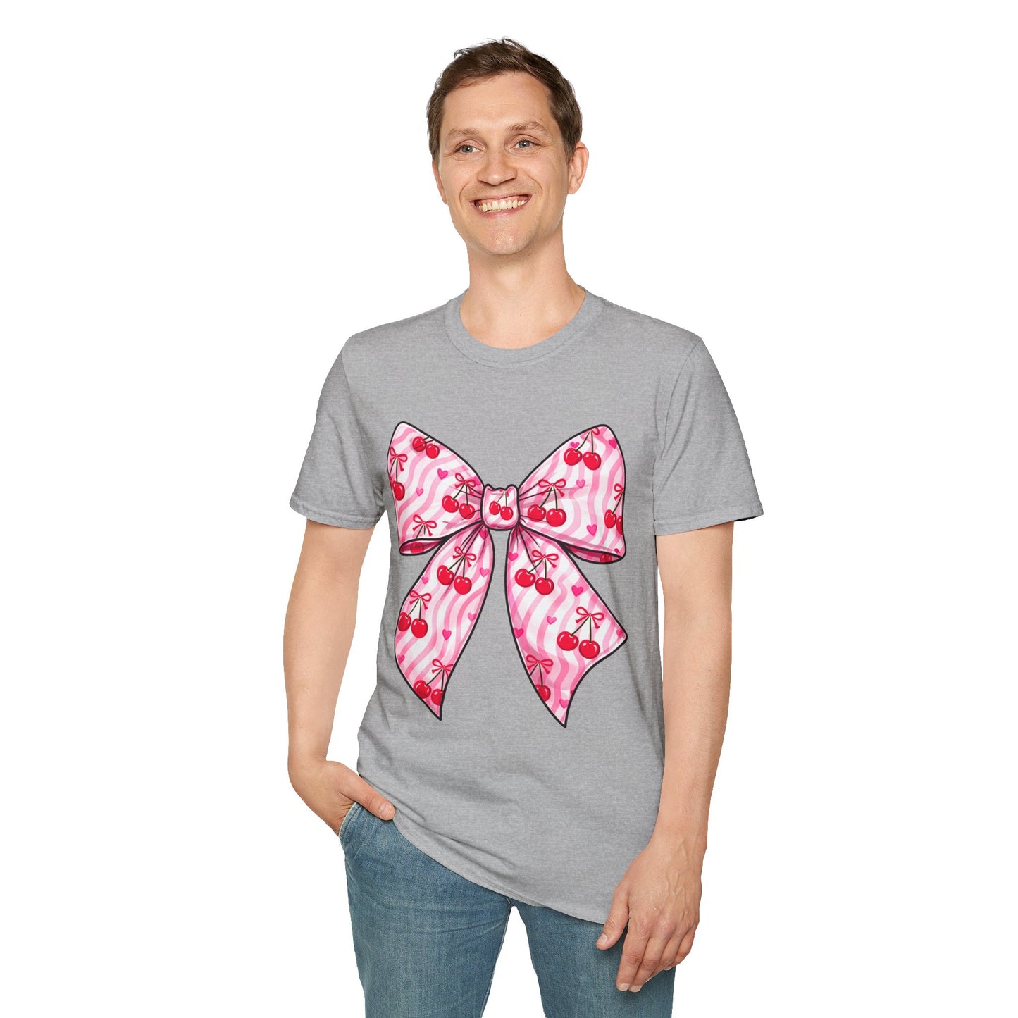 Valentine's Day Red Coquette Bow Shirt – Flirty Valentine Bow T-Shirt, Polyamory ENM Non-Monogamy Symbol Tee, Unisex Gildan 64000