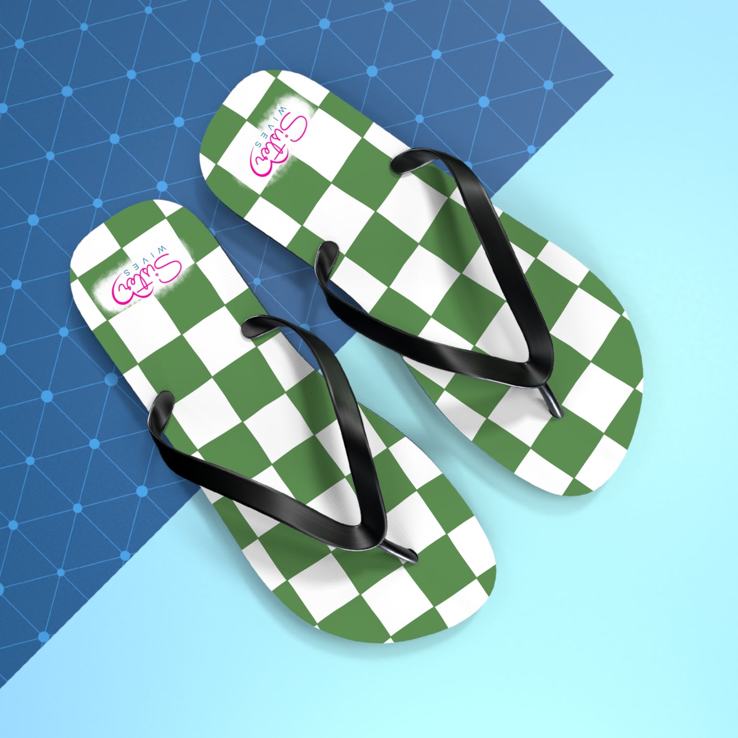 Green Checkered Flip Flops | Summer Sandals for ENM, Poly & Open Relationship Lifestyle