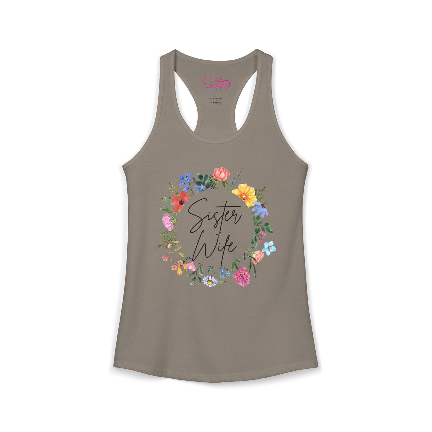 Sister Wife Floral Racerback Tank | Polyamory & ENM Lifestyle Top | Chosen Family Active Tank | Inclusive Relationship Apparel