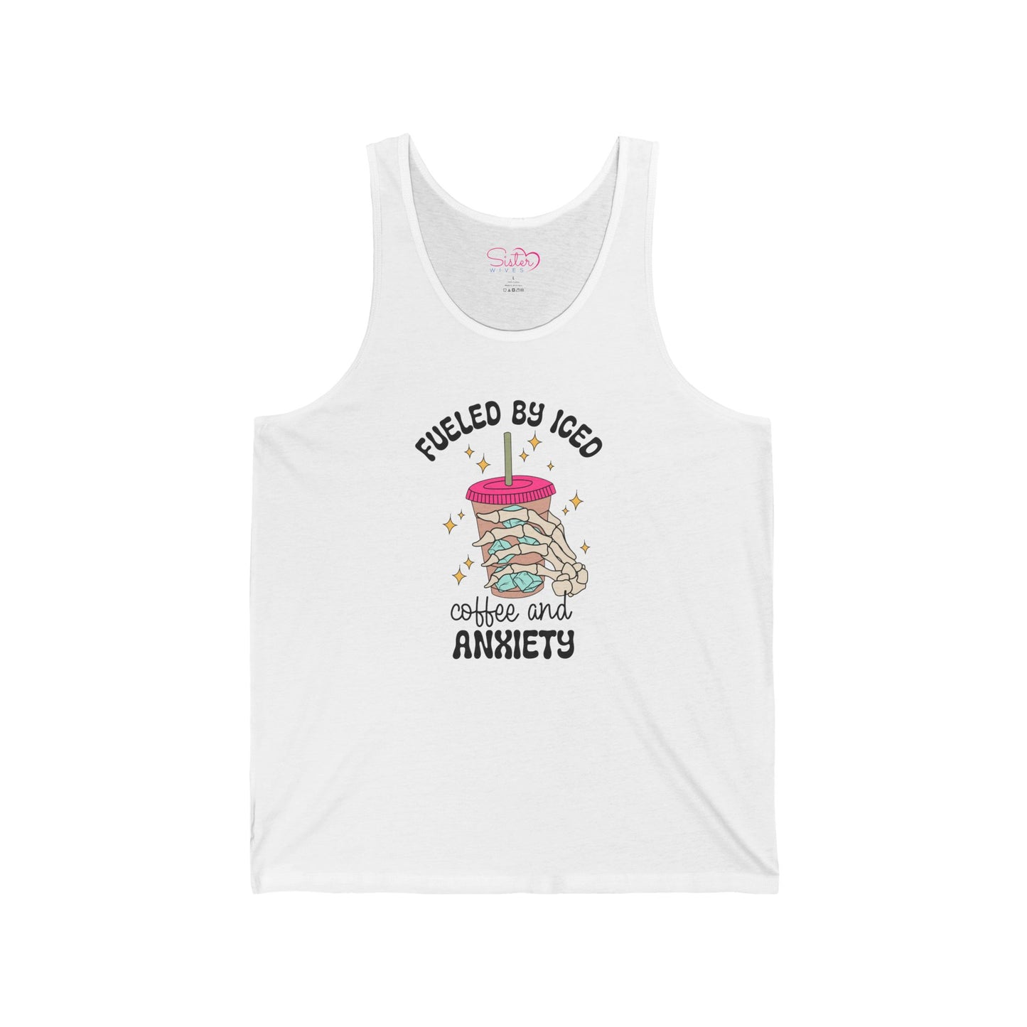 Funny Anxiety Unisex Jersey Tank – Polyamory ENM Swinger Friendly Apparel | Mental Health Humor Statement Tank | Bella+Canvas