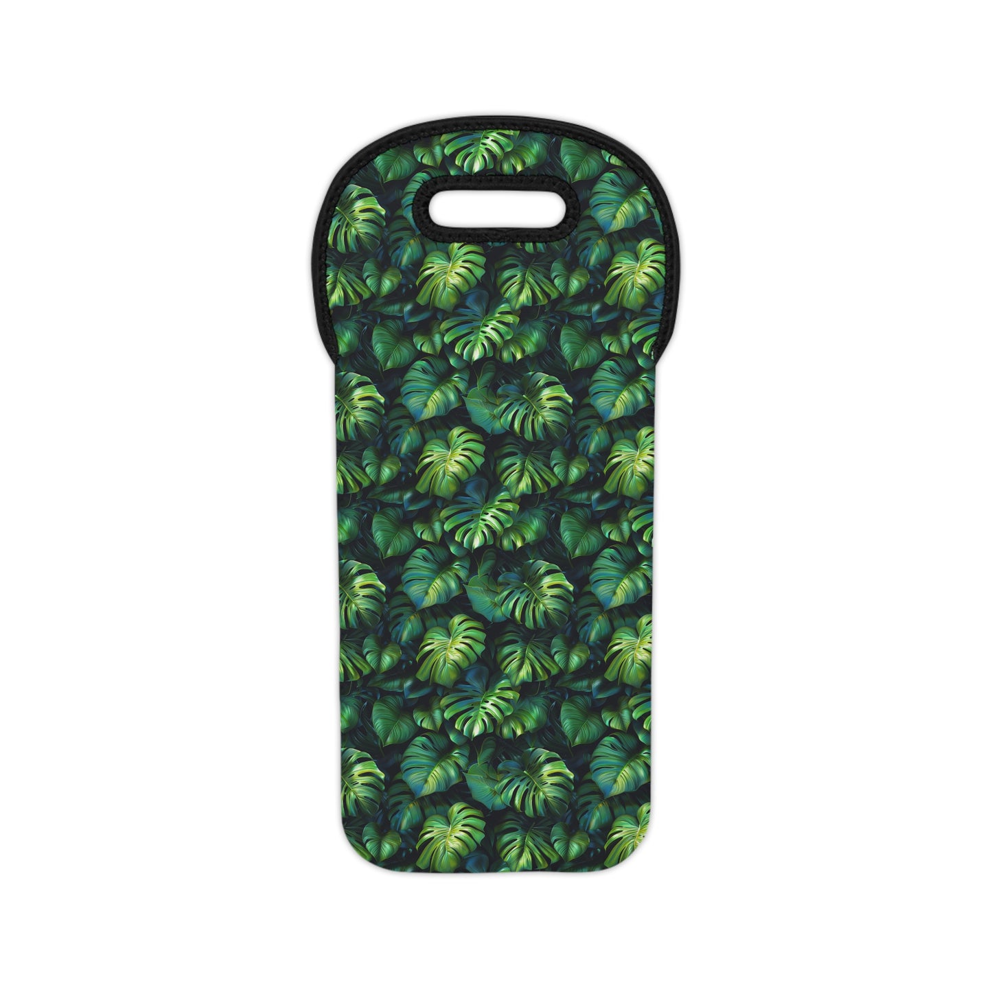 Tropical Leaf Wine Tote Bag – Reusable Neoprene Wine Bottle Carrier with Handle