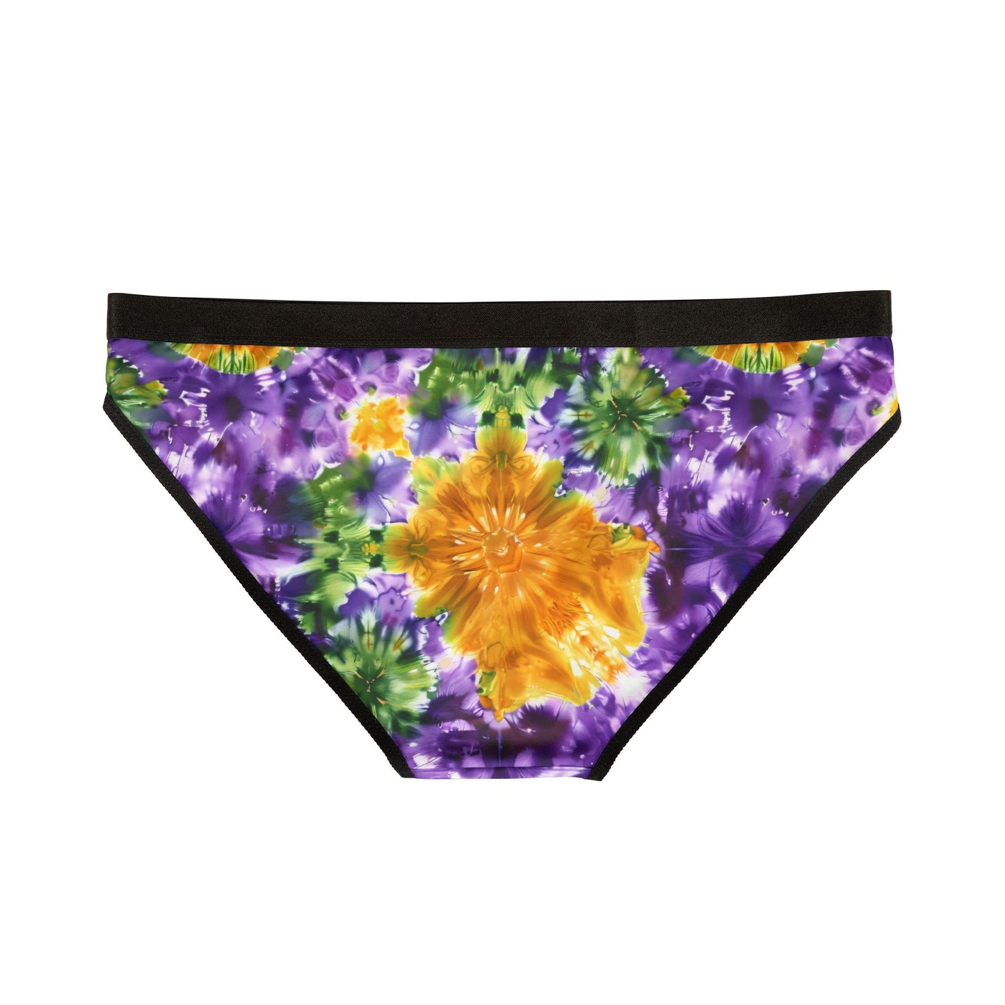 Mardi Gras Tie-Dye Women’s Panties | Polyamory ENM Pride Underwear | Ethical Non-Monogamy Lingerie | Colorful Festival-Inspired Bikini Briefs