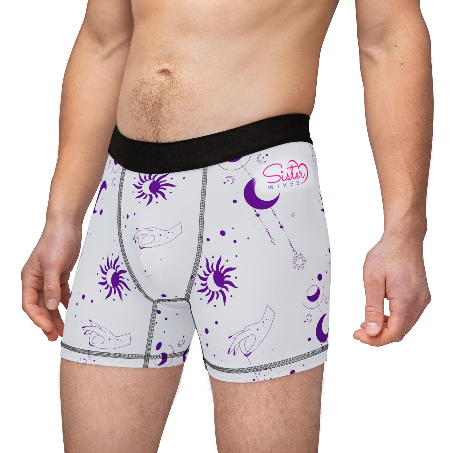 Celestial Polyamory Men’s Boxer Briefs – Astrology & Cosmic Underwear | ENM, Non-Monogamy & Pride-Friendly Intimates