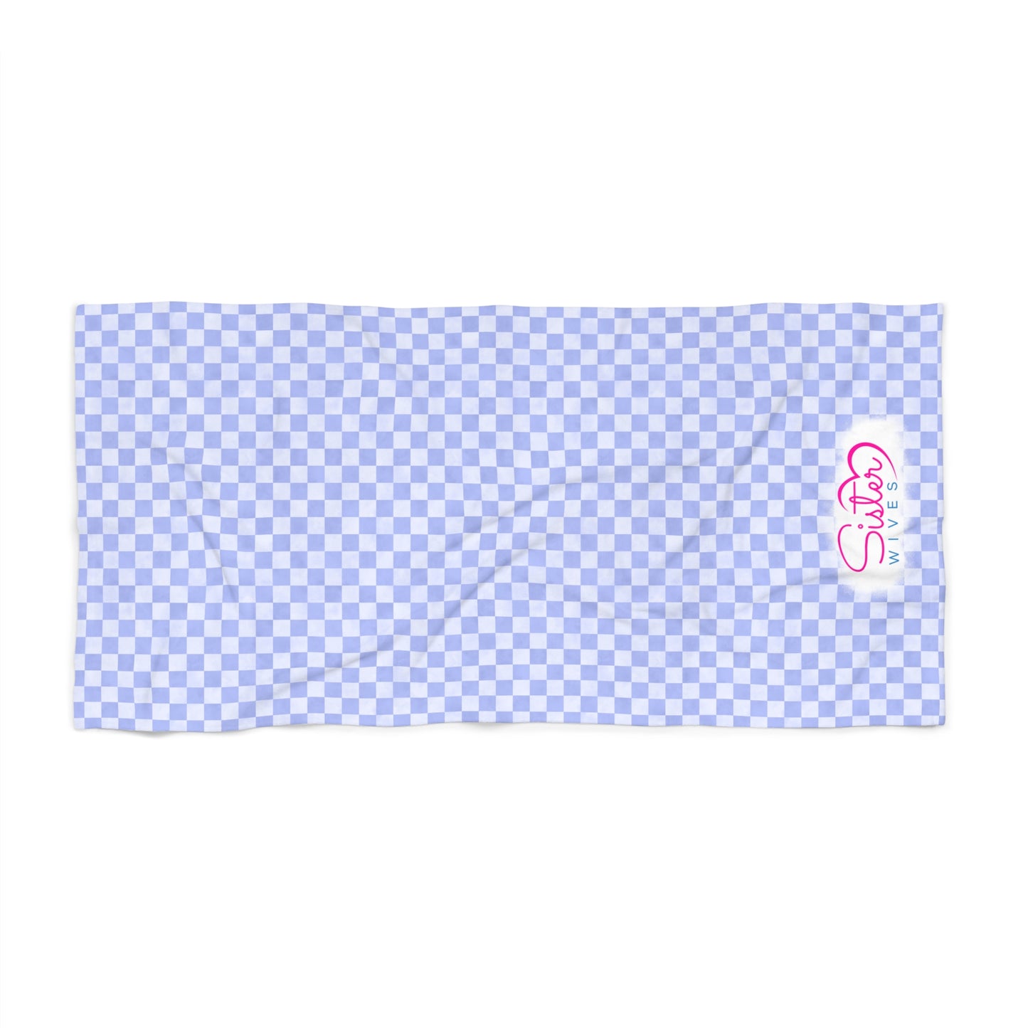 Blue Checkerboard Beach Towel | Polyamory & ENM Friendly | Lifestyle Cruise, Resort & Pride Towel | Sisterwives Beach & Pool Towel