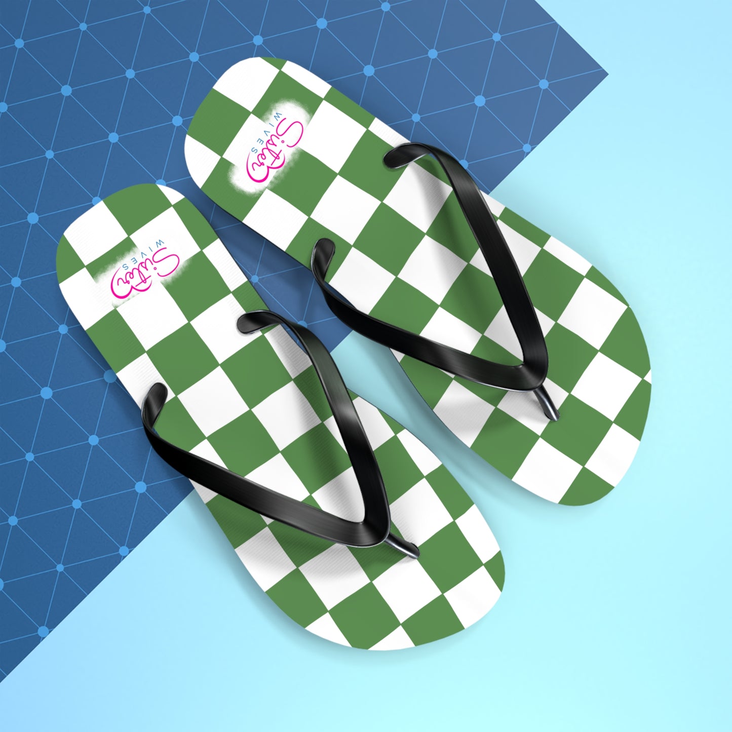 Green Checkered Flip Flops | Summer Sandals for ENM, Poly & Open Relationship Lifestyle