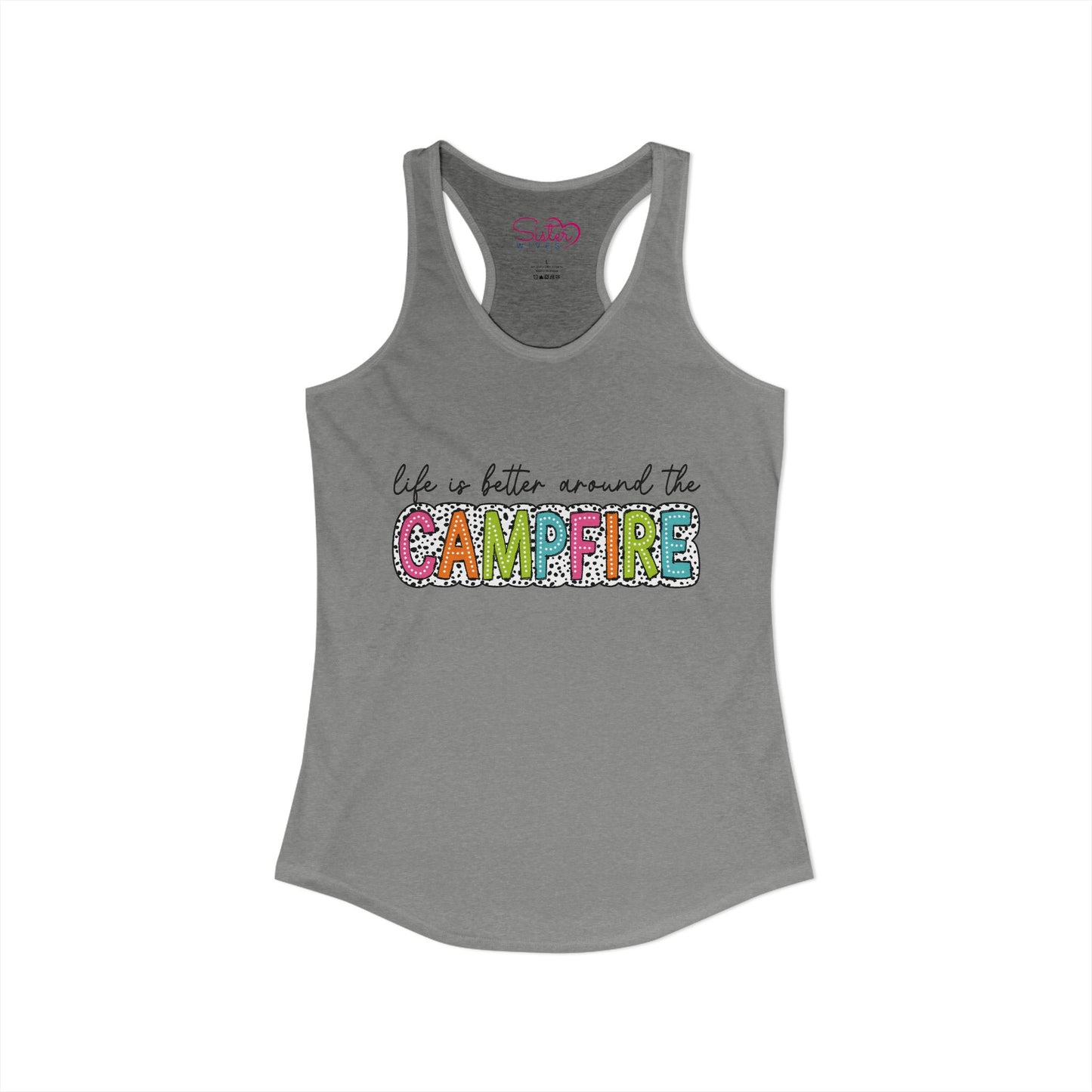 Campfire Racerback Tank | Cozy Outdoorsy Summer Tank Top | Chosen Family Camping Shirt | Inclusive Lifestyle Apparel