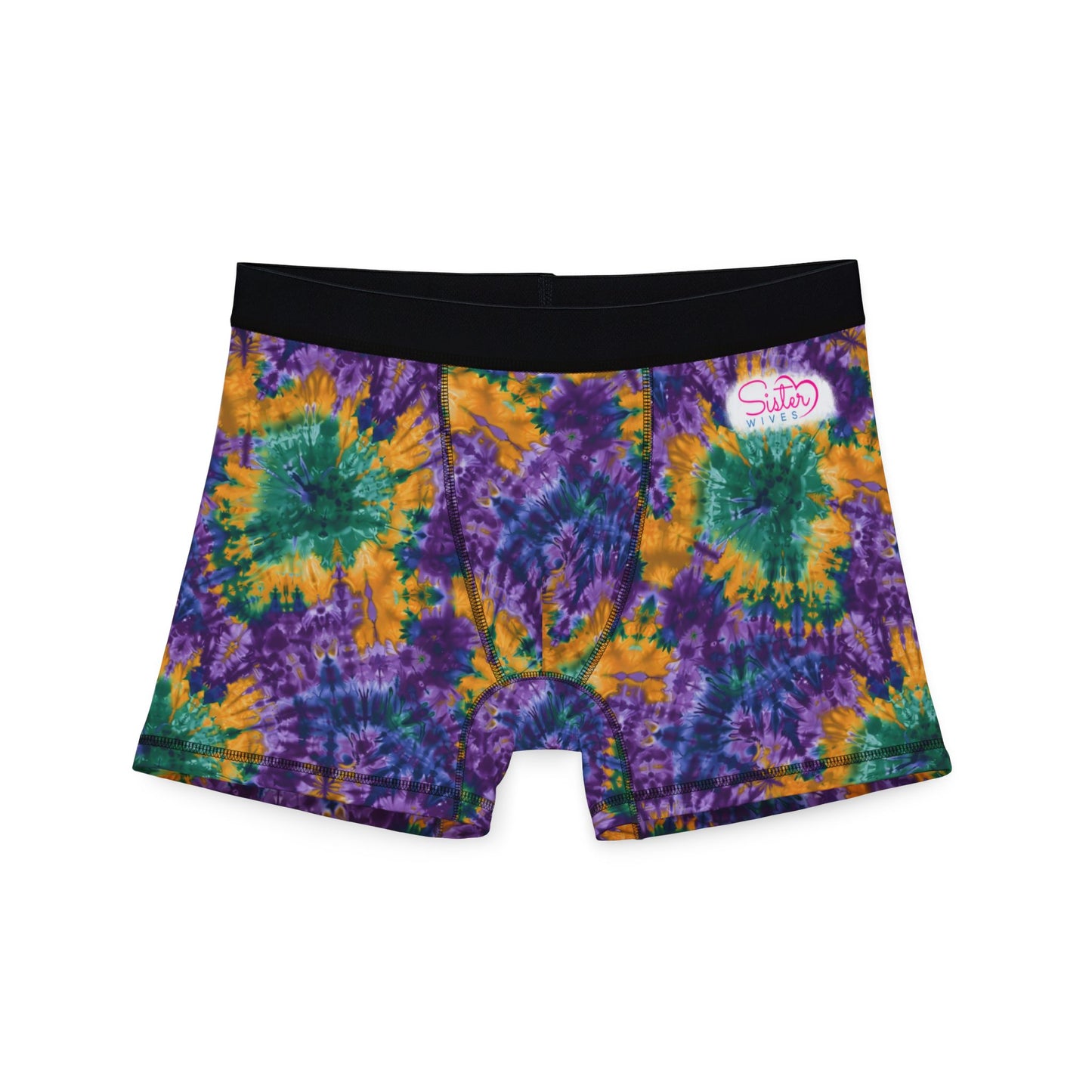 Mardi Gras Tie-Dye Men’s Boxer Briefs | Polyamory ENM Pride Underwear | Ethical Non-Monogamy Lifestyle Boxers | Colorful Festival-Inspired Men’s Underwear