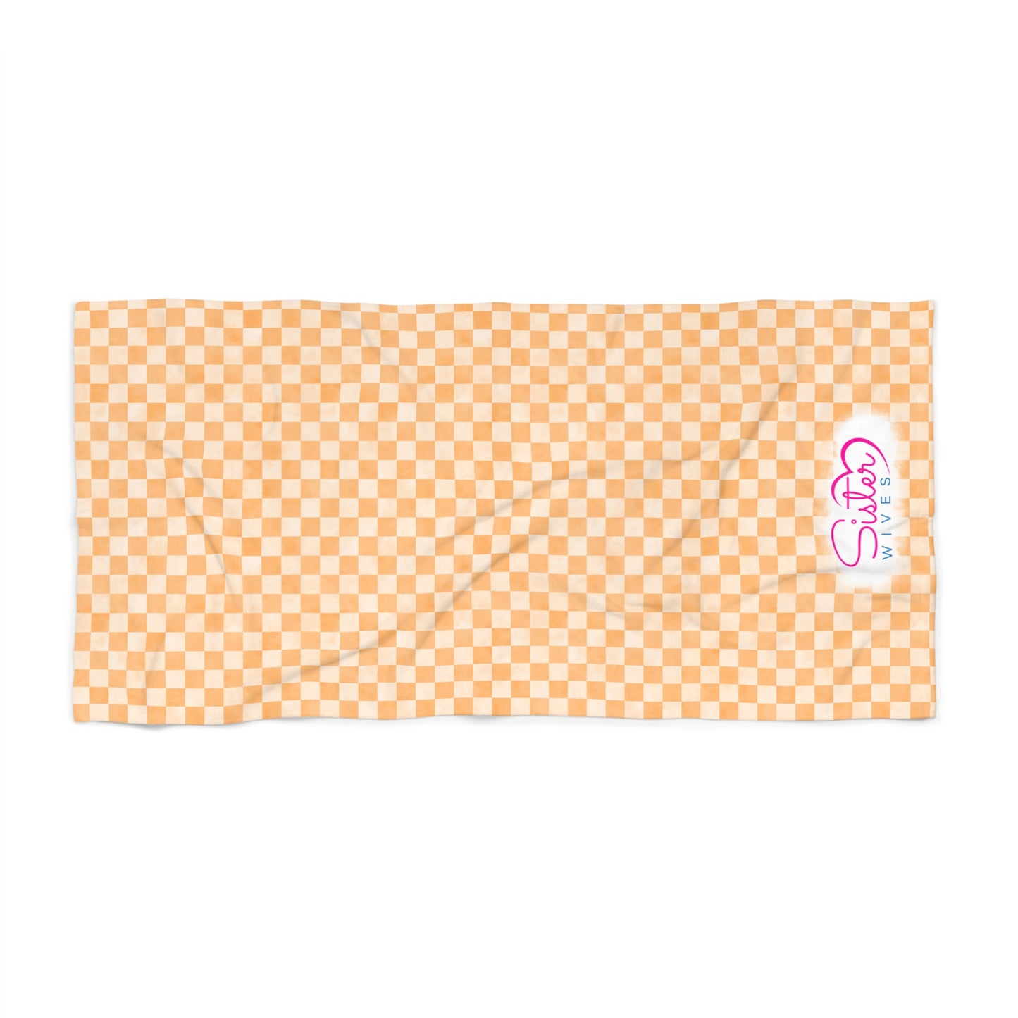 Orange Checkerboard Beach Towel | Polyamory & ENM Friendly | Lifestyle Cruise, Resort & Pride Towel | Sisterwives Beach & Pool Towel