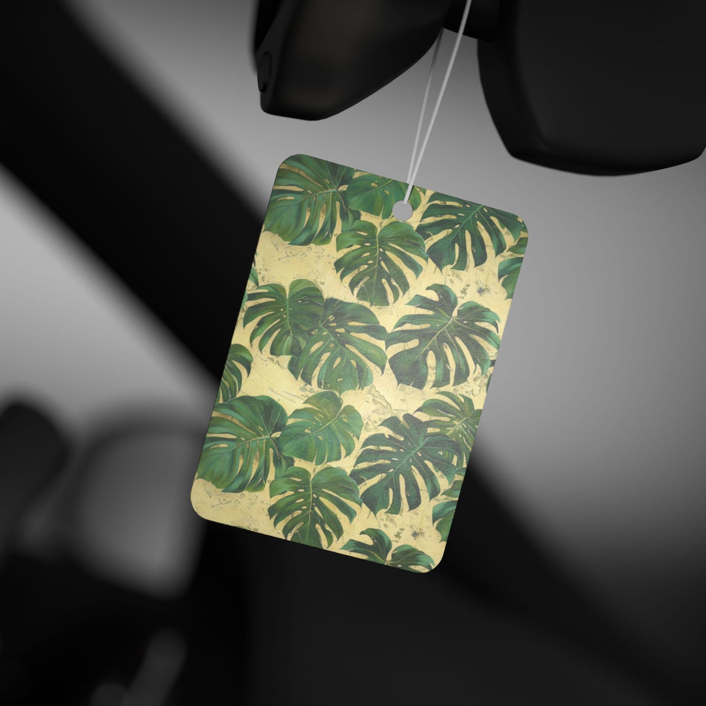 Tropical Leaf Car Air Freshener – Green Jungle Aesthetic Hanging Diffuser | Pine, New Car & Black Ice Scents