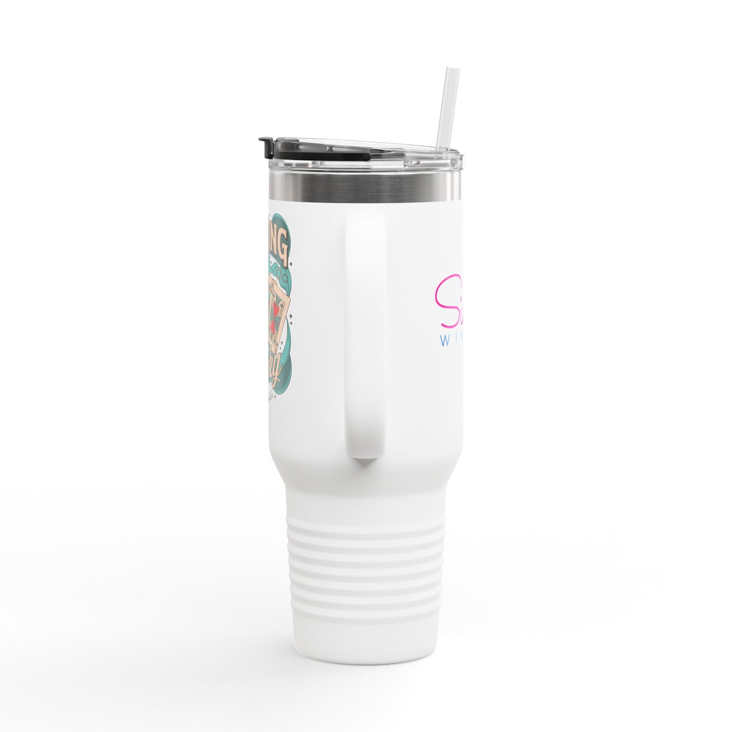 Feeling Lucky 40oz Insulated Travel Mug – Vintage Playing Card Lucky Charm Tumbler with Straw | Stainless Steel BPA-Free Cup