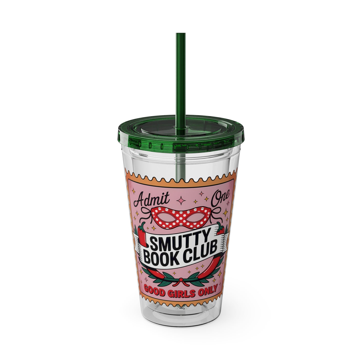 Admit One: Smutty Book Club – 16oz Sunsplash Tumbler | Polyamory Pride Cup | ENM Lifestyle Drinkware | Swinger Aesthetic Travel Cup | Spicy Romance Reader Gift | Poly, Open Relationship, Hotwife Vibes...