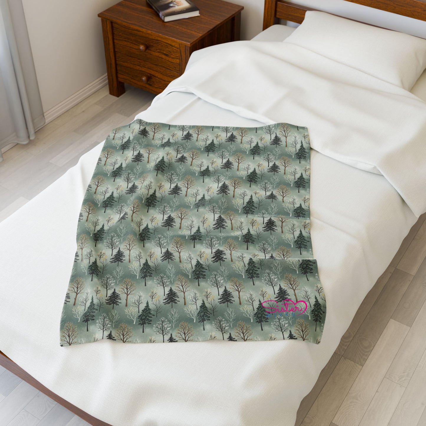 Forest Camo Plush Blanket | Woodland Aesthetic Throw | Polyamory & ENM Cozy Velveteen Blanket | Chosen Family Home Decor