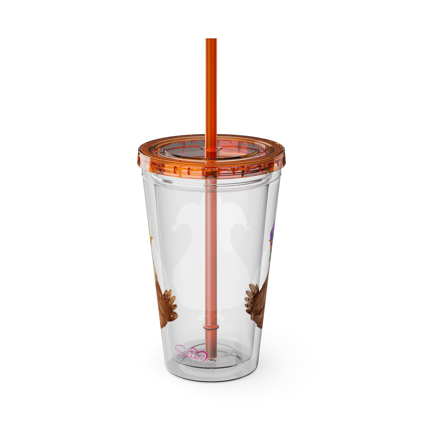 Mardi Gras Chicken 16oz Sunsplash Tumbler | Funny Farm Chicken Drink Cup | Cajun Mardi Gras Drinkware | Colorful Chicken Lover Gift | Farmhouse Humor Tumbler