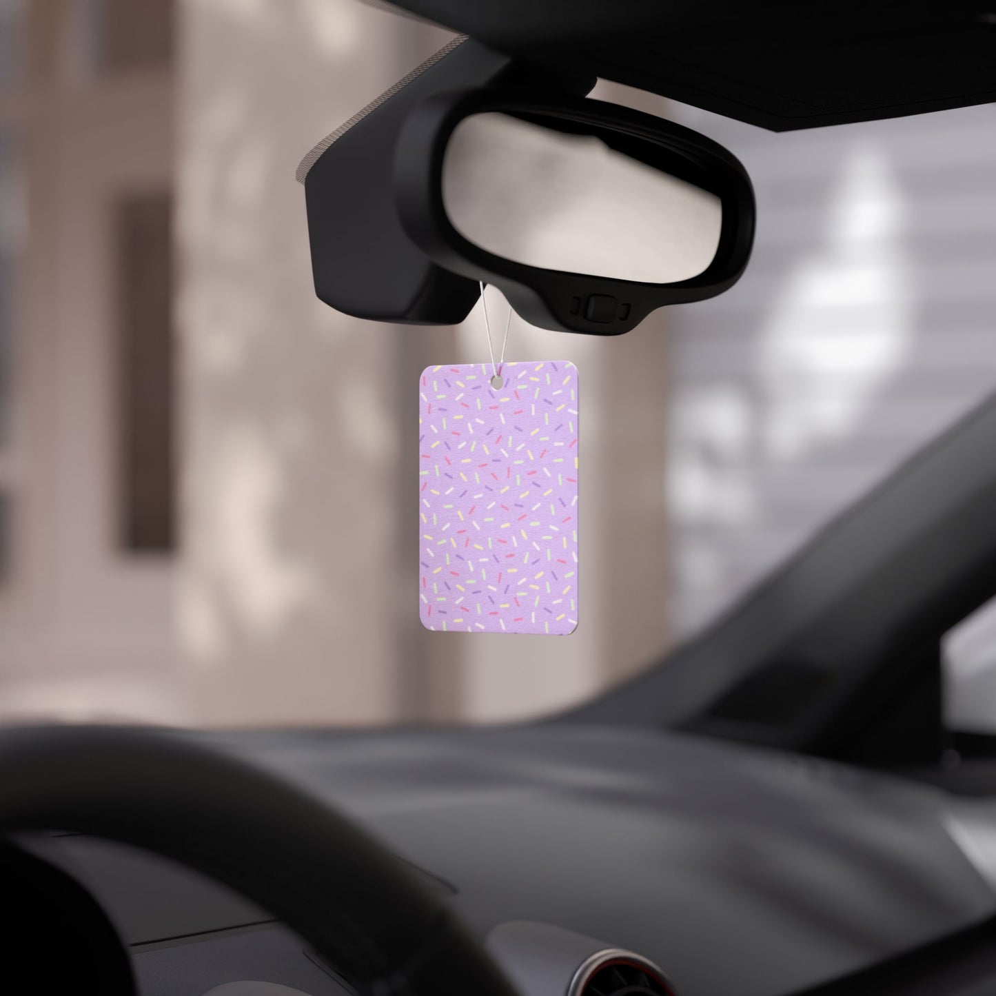 Purple Pastel Sprinkle Car Air Freshener – Cute Confetti Aesthetic Hanging Diffuser | Pine, New Car & Black Ice Scents