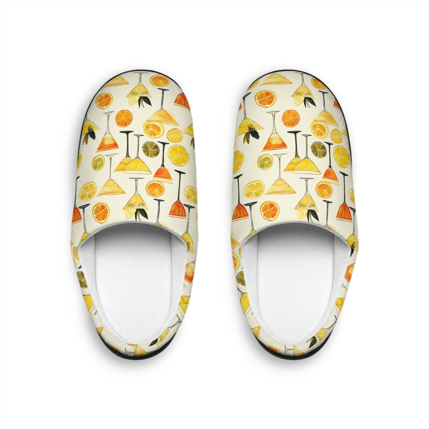 Men’s Cocktail Slippers – Citrus Martini Indoor House Shoes | Polyamory ENM Lifestyle Loungewear | Cozy Non-Slip Slippers