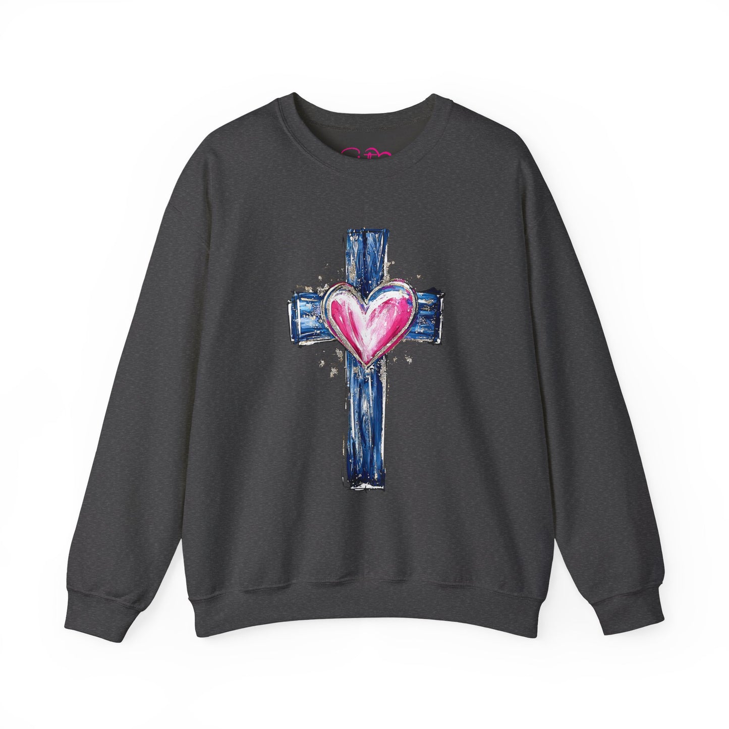 Cross with Heart Crewneck Sweatshirt | Love-Centered Faith Pullover | Inclusive Christian Apparel | Cozy Spiritual Sweatshirt