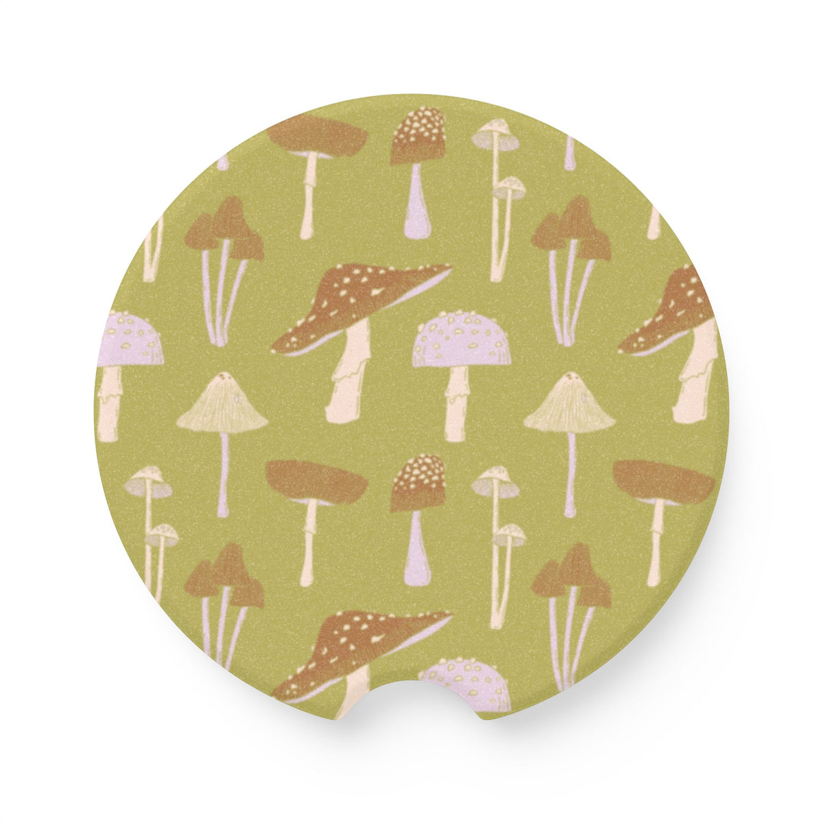 Sage Mushrooms Boho Car Coasters | Soapstone Cup Holder Coasters | Cottagecore, Retro & Nature Car Accessories | Absorbent Auto Coasters