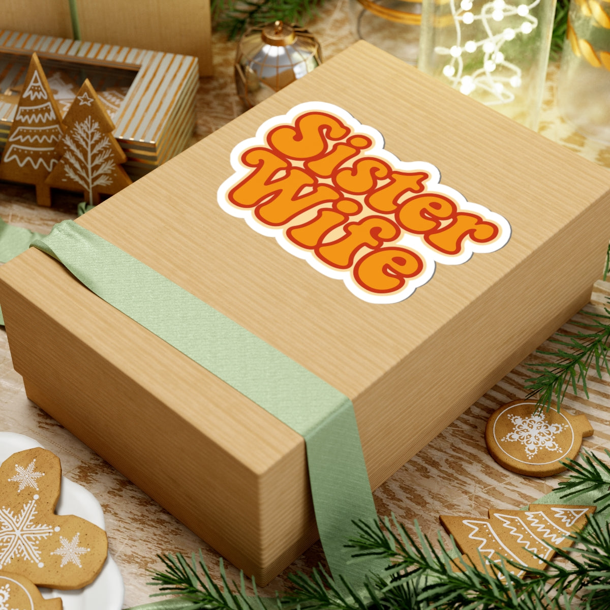 Sister Wife” Sticker | Groovy Kiss-Cut Design for Sisterhood, Laptops, & Celebrations