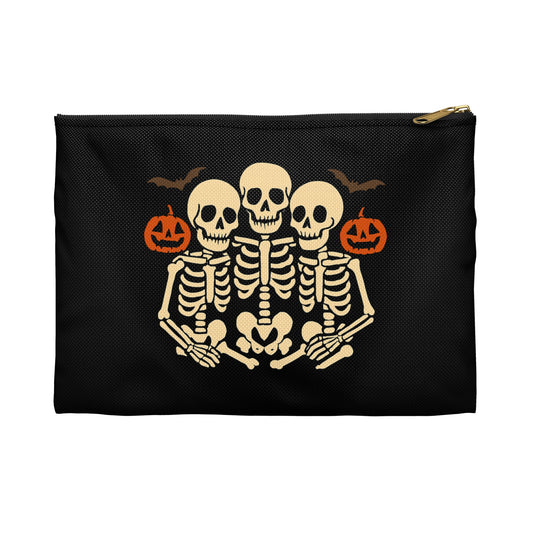 Throuple Hug Skeleton Halloween Accessory Pouch – Funny Skeleton Design for Trick-or-Treating, Party Essentials & Spooky Gifts