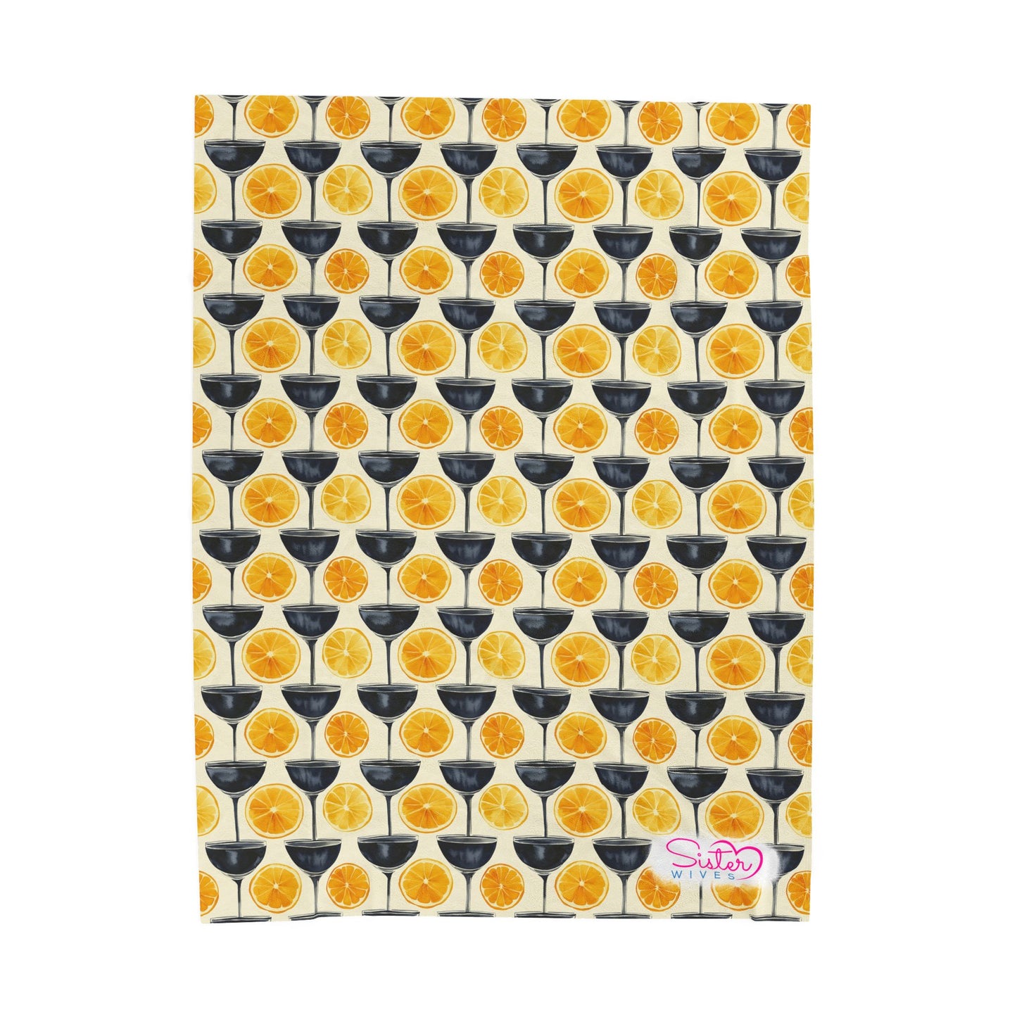 Lemon Martini Throw Blanket | Citrus Cocktail Cozy Blanket | Retro Kitchen & Bar Decor | Polyamory & ENM Friendly Home Decor | Swinger Lifestyle Cozy Blanket | Minimalist Blush Stripe Throw