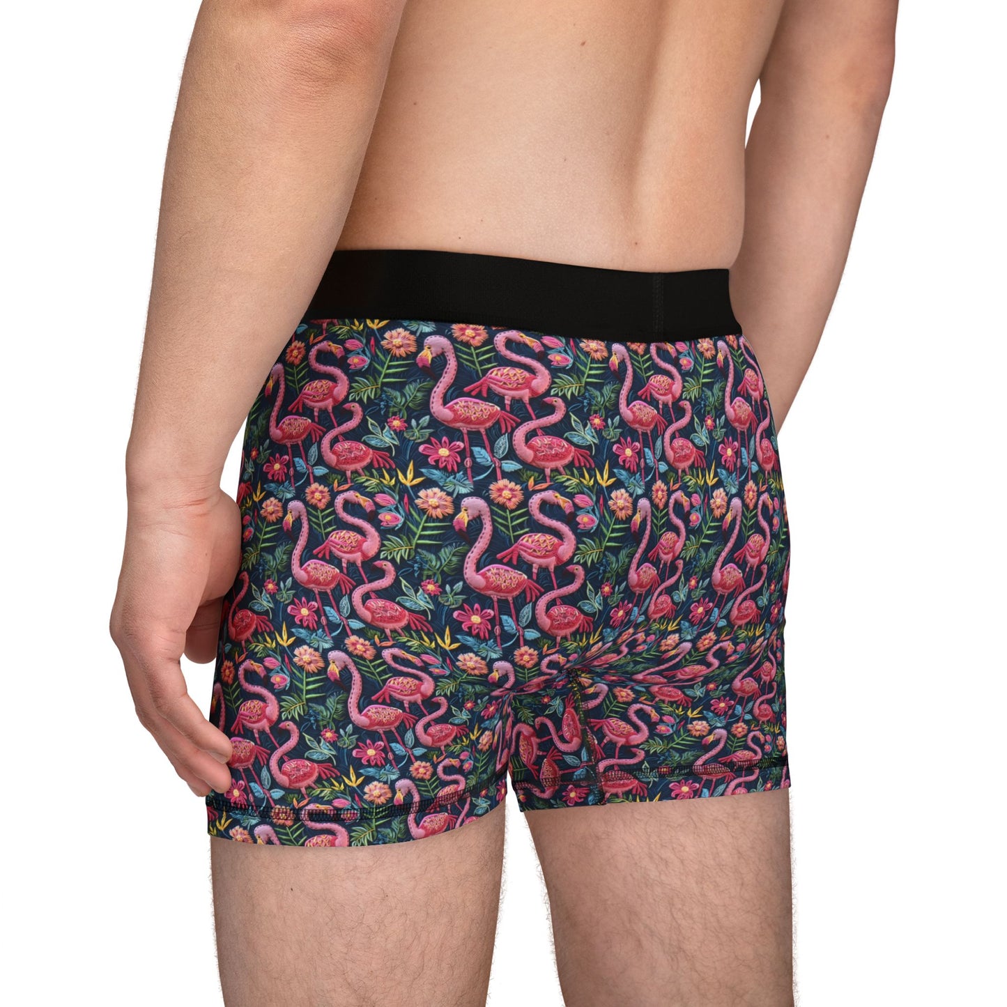 Sisterwives Tropical Flamingos Men's Boxers | Fun Swinger Underwear, Summer Loungewear, Tropical Gift, Comfortable Boxers, Vibrant Print