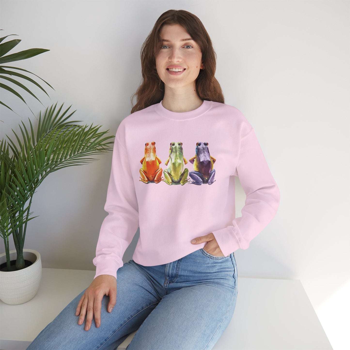 Three Frogs Crewneck Sweatshirt | Chosen Family Symbol Pullover | Polyamory & ENM Cozy Apparel | Whimsical Nature Graphic Sweatshirt