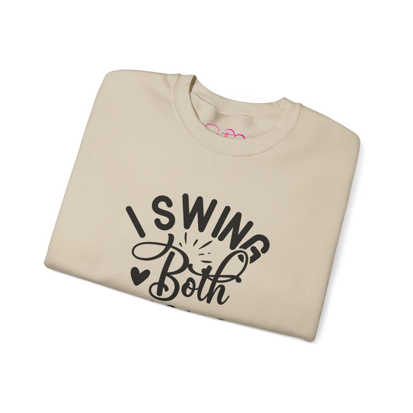 I Swing Both Ways Crewneck Sweatshirt | Bisexual & Swinger Humor Pullover | ENM Friendly Cozy Sweatshirt | Inclusive Relationship Apparel