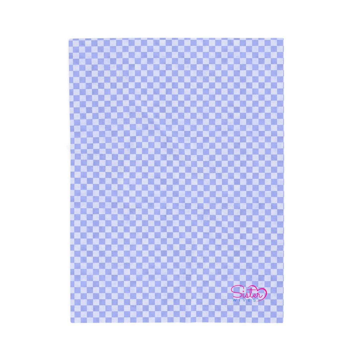 Blue Checker Plush Blanket | Cozy Velveteen Throw | ENM & Polyamory Friendly Home Decor | Chosen Family Aesthetic Blanket