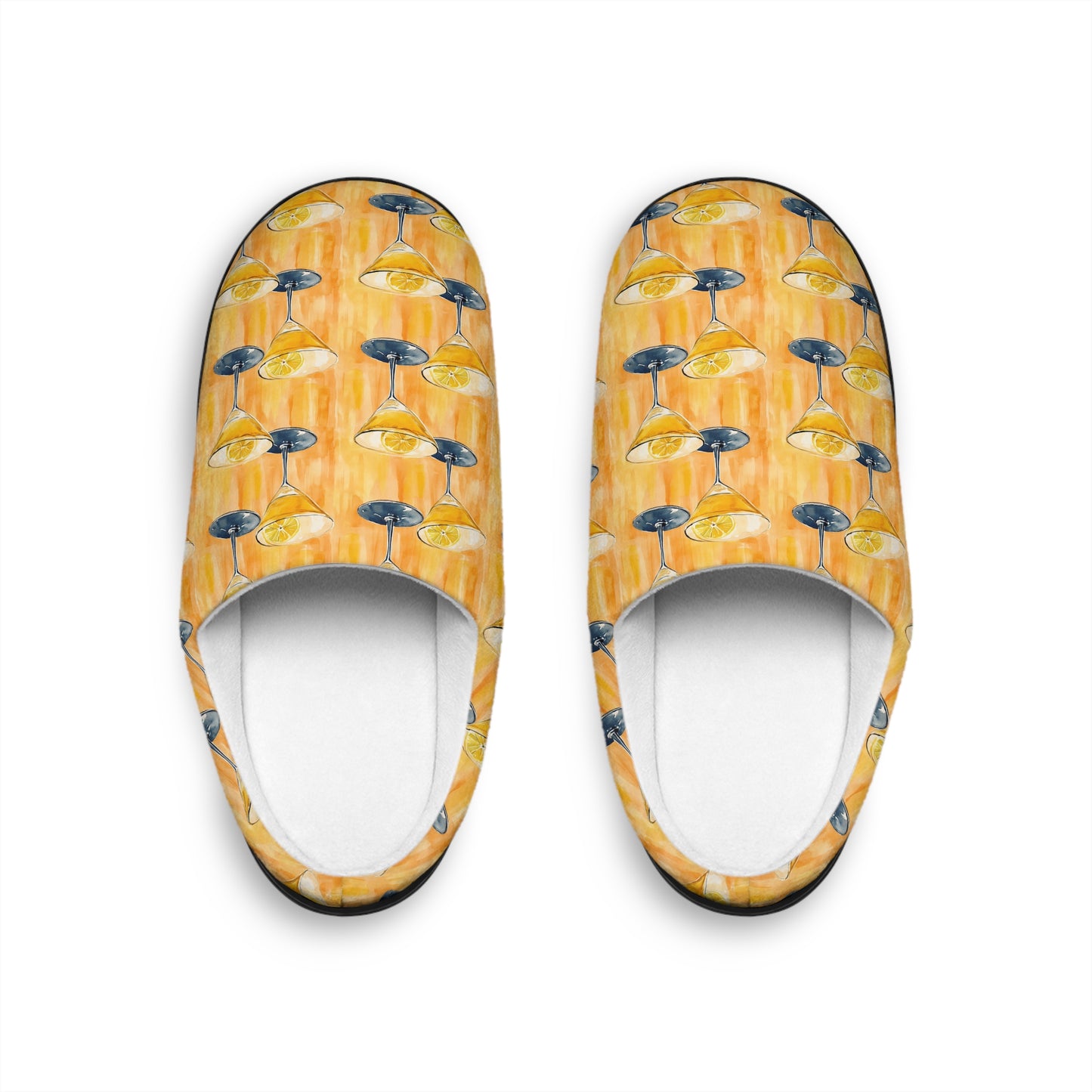 Men’s Cocktail Slippers – Citrus Martini Indoor House Shoes | Polyamory ENM Lifestyle Loungewear | Cozy Non-Slip Slippers