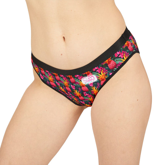 Sisterwives Tropical Pink Pineapple Print Women's Underwear, Vibrant Lingerie, Comfortable Panties, Gift for Her, Everyday Essentials, Colorful Intimates
