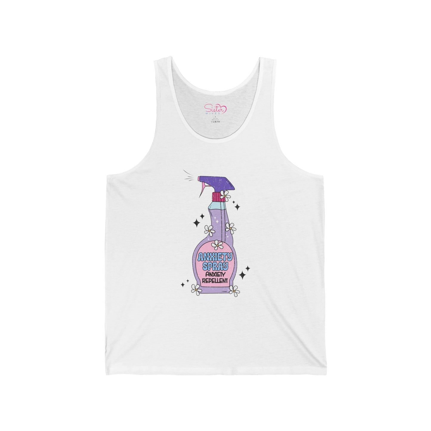 Funny Anxiety Unisex Jersey Tank – Polyamory ENM Swinger Friendly Apparel | Mental Health Humor Statement Tank | Bella+Canvas