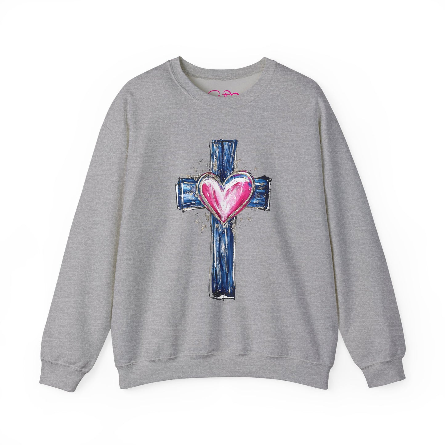 Cross with Heart Crewneck Sweatshirt | Love-Centered Faith Pullover | Inclusive Christian Apparel | Cozy Spiritual Sweatshirt
