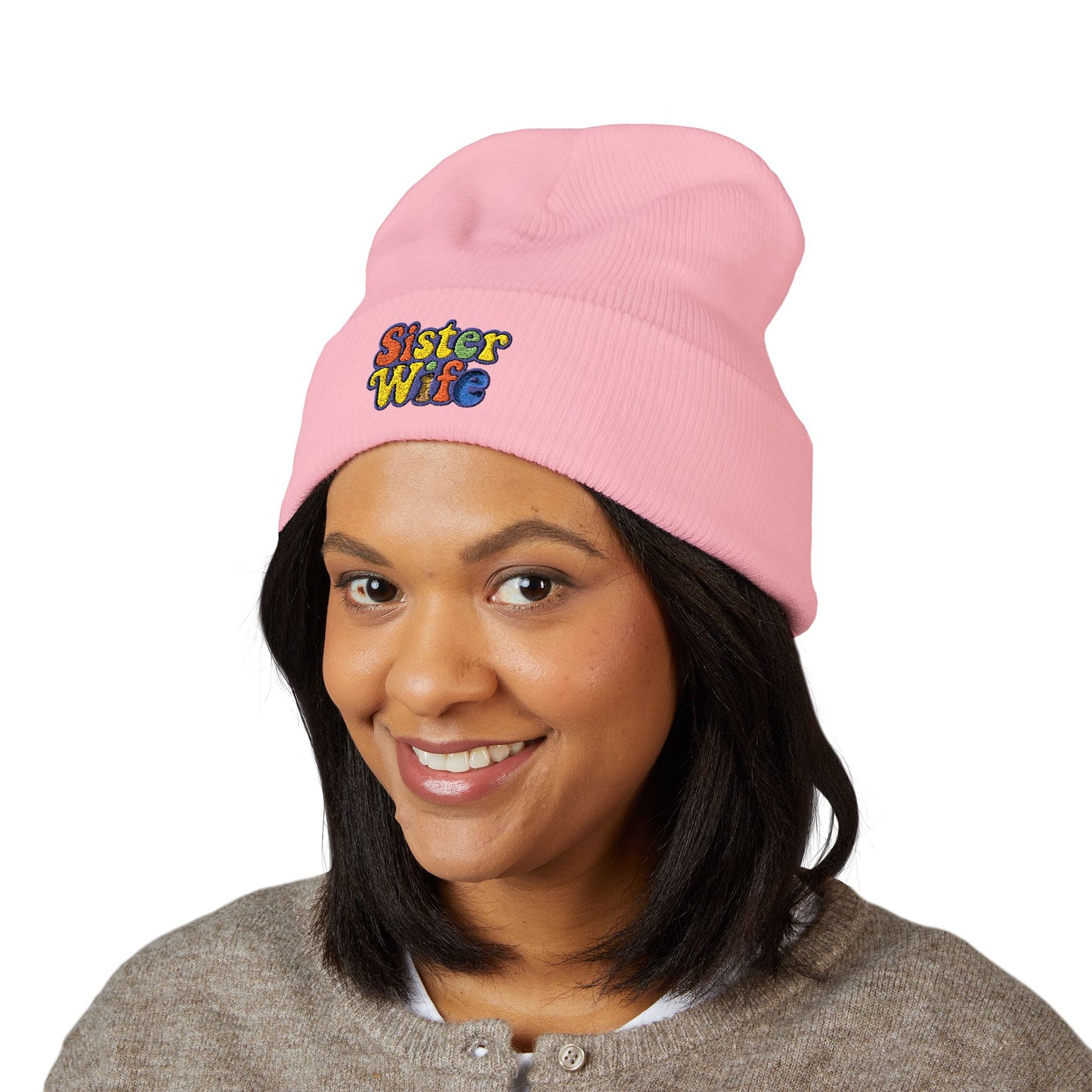 Embroidered Sister Wife Beanie || Cozy Winter Hat || Perfect Gift for Her || Unique Birthday Present || Warm Knit Cap