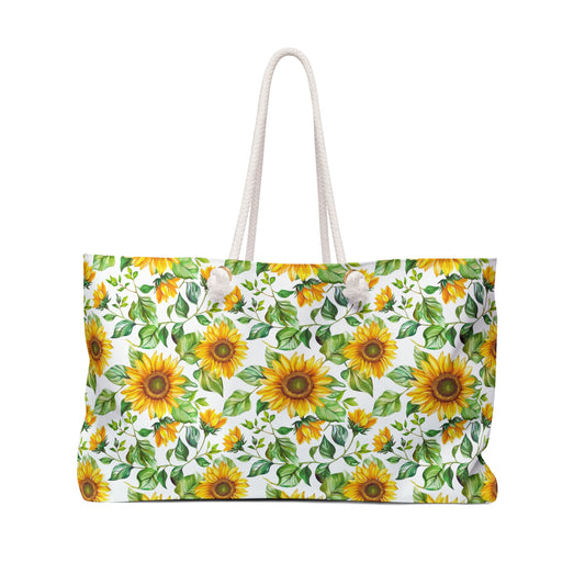 Sunflower Weekender Bag – Floral Travel Tote, Large Sunflower Overnight Bag, Cottagecore Farmhouse Carryall, Beach & Weekend Getaway Bag