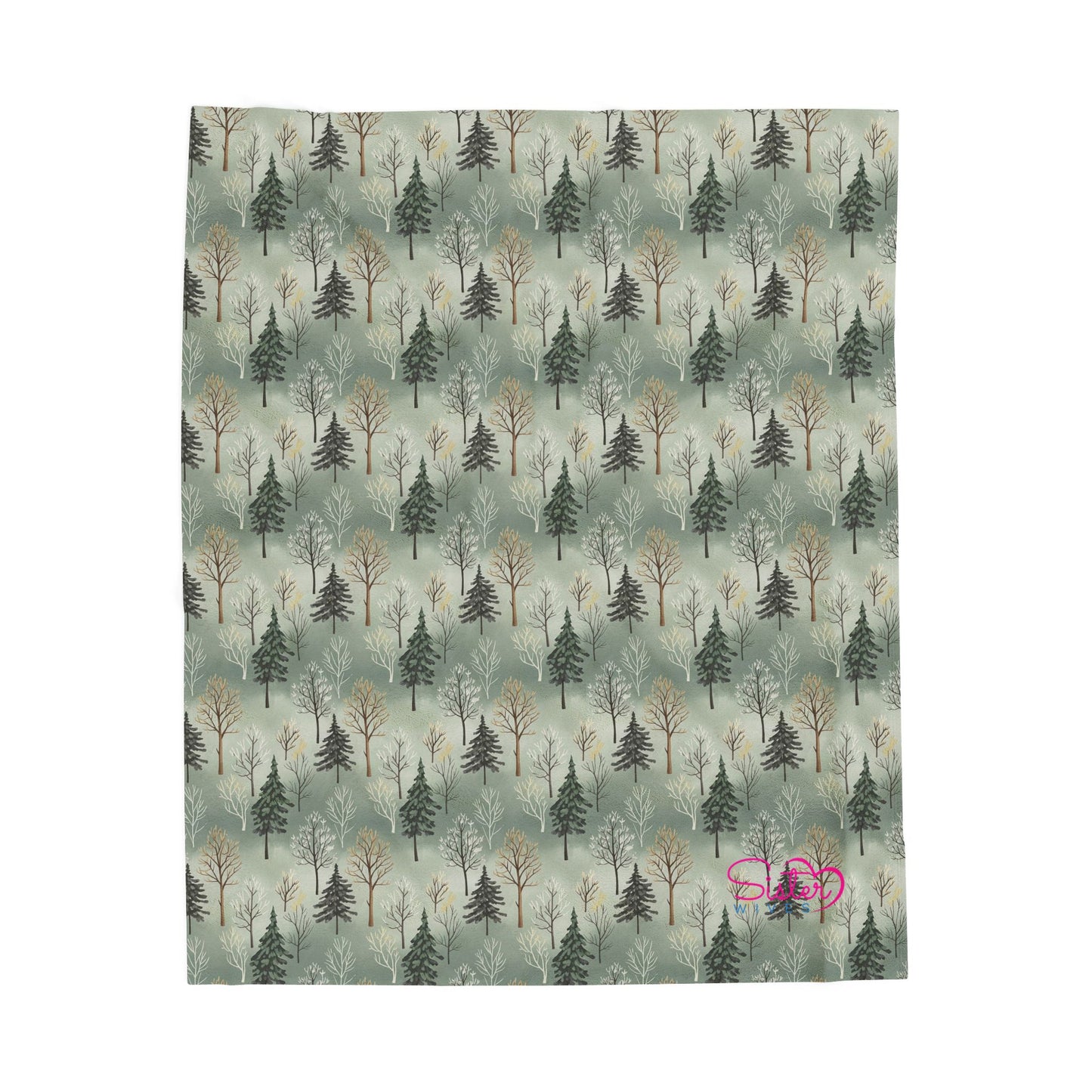 Forest Camo Plush Blanket | Woodland Aesthetic Throw | Polyamory & ENM Cozy Velveteen Blanket | Chosen Family Home Decor