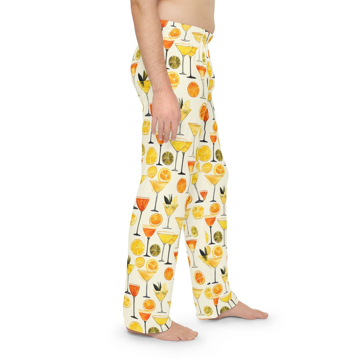 Men’s Citrus Cocktail Pajama Pants | Citrus Martini Lounge Pants | Playful Bar Cart Sleepwear | Polyamory & ENM Friendly
