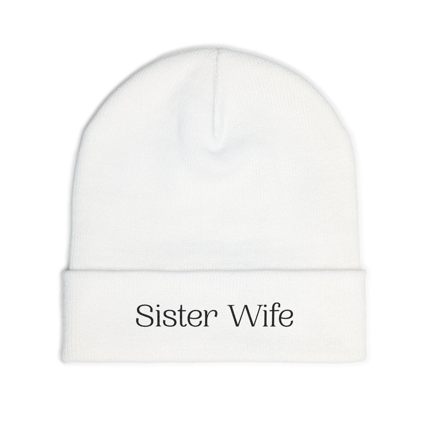 Sister Wife Beanie | Embroidered Knit Hat | Polyamory Lifestyle Apparel | Ethical Non-Monogamy Winter Hat | Cozy Minimalist Beanie