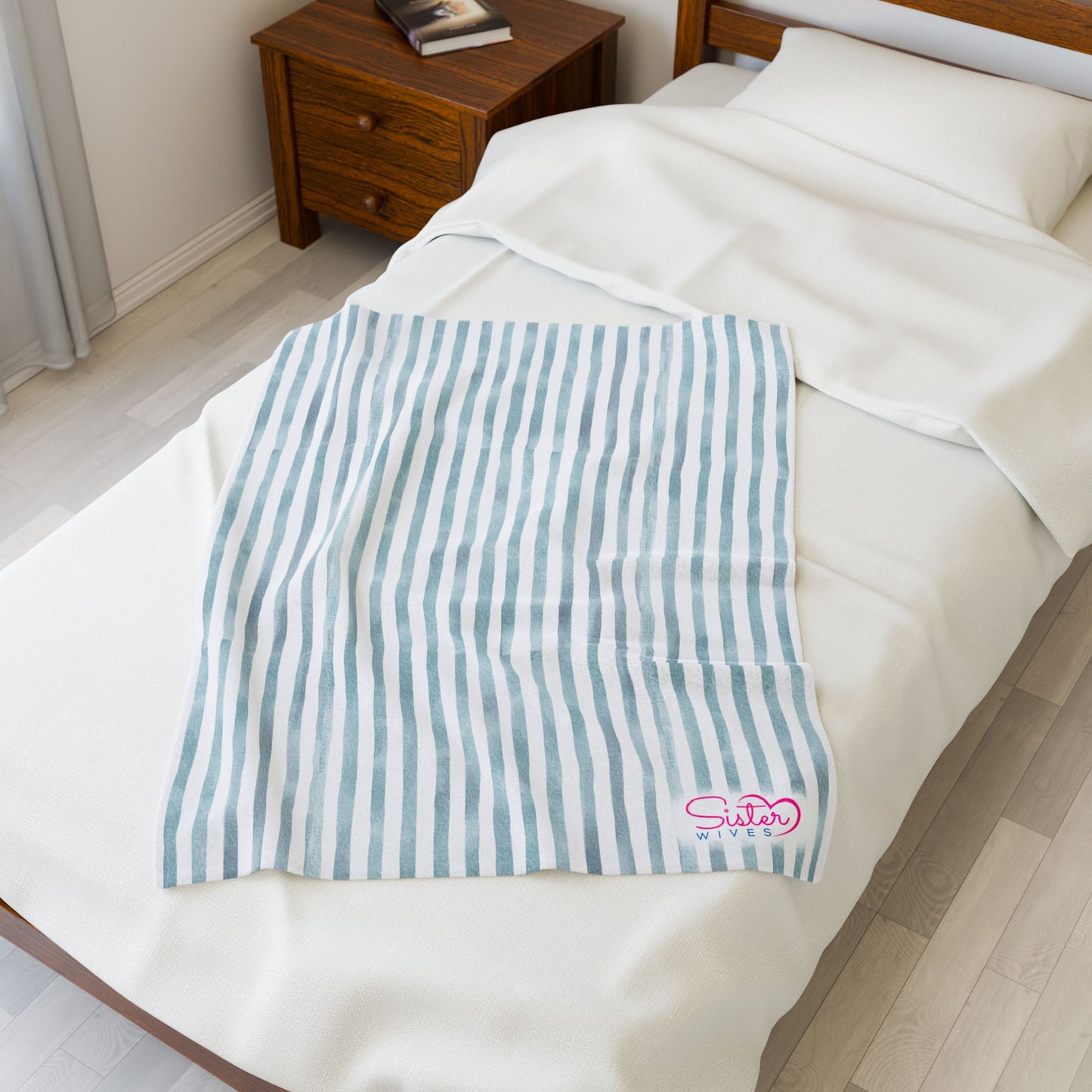 Soft Stripe Throw Blanket – Polyamory Sisterwives ENM Friendly Home Decor | Swinger Lifestyle Cozy Blanket | Minimalist Blush Stripe Throw