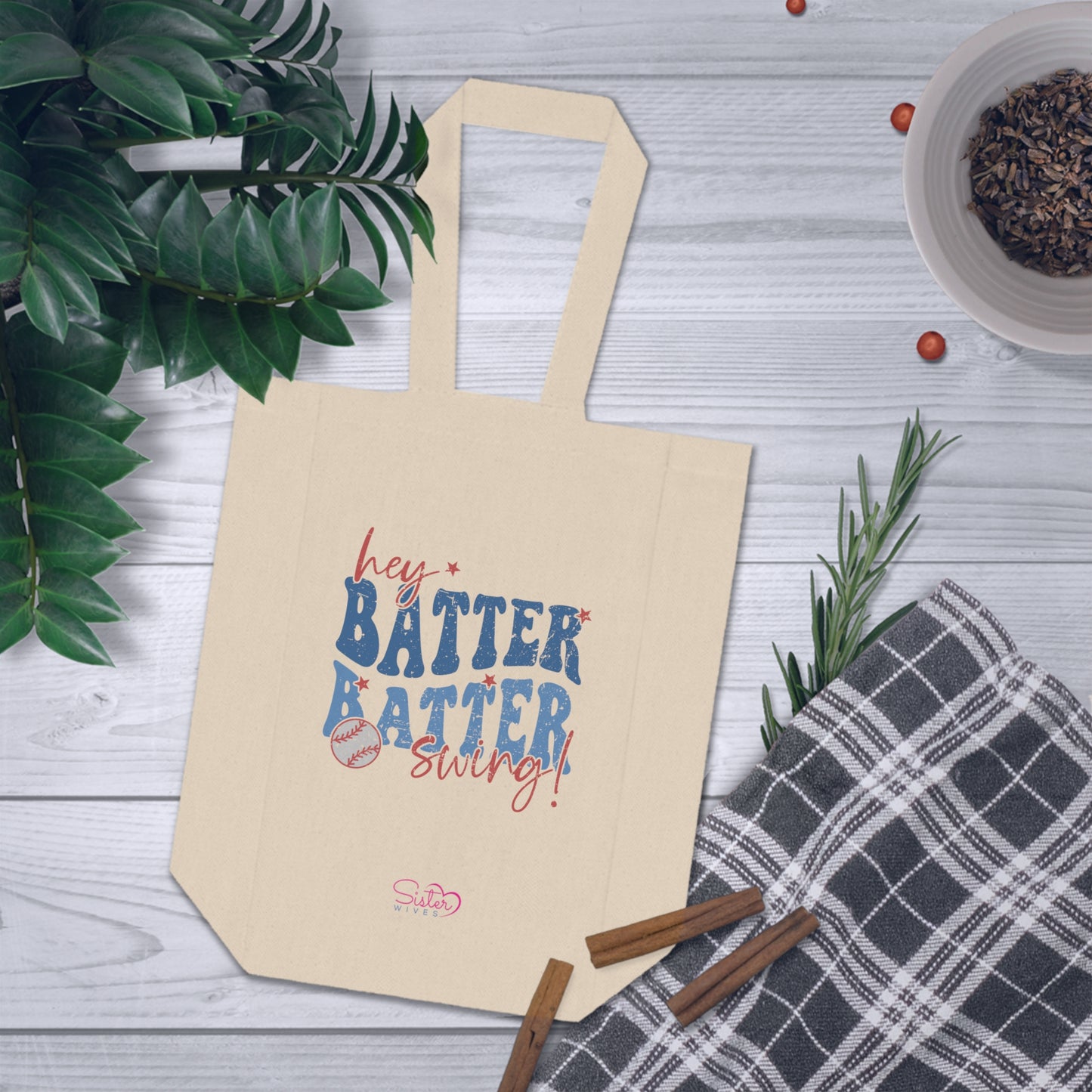Hey Batter Batter Swing Double Wine Tote – Funny Swinger Wine Bag | ENM Polyamory Date Night Tote | 2 Bottle Canvas Wine Carrier