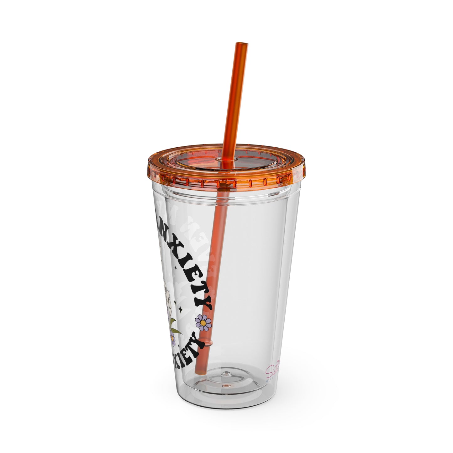 Even My Anxiety Has Anxiety” Skeleton Peace Sign 16oz Sunsplash Tumbler | Dark Humor Mental Health Cup | Goth Aesthetic Drinkware | Spooky Skeleton Cup | Anxiety Humor Gift