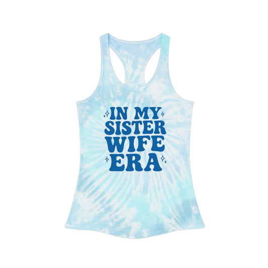 Blue In My Sisterwife Era Tie-Dye Tank Top, Summer Casual Wear, Graphic Tee for Bachelorette, Birthday Gift, Festival Style Top, SisterWife Tank Top