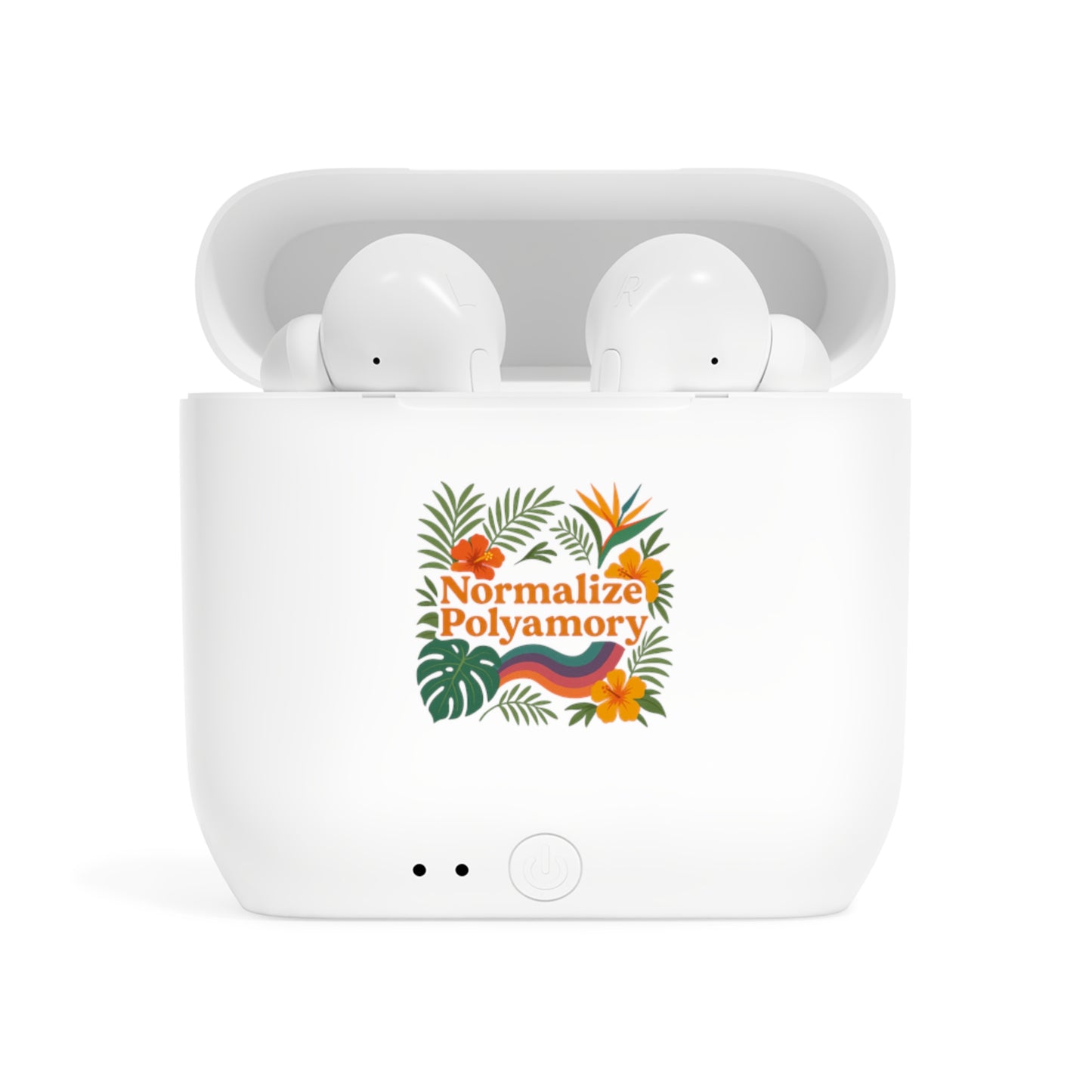 Tropical Normalize Polyamory Wireless Earbuds, Wireless Ear Buds Cover, Fun Tech Accessory, Gift for Music Lovers, Modern Chic