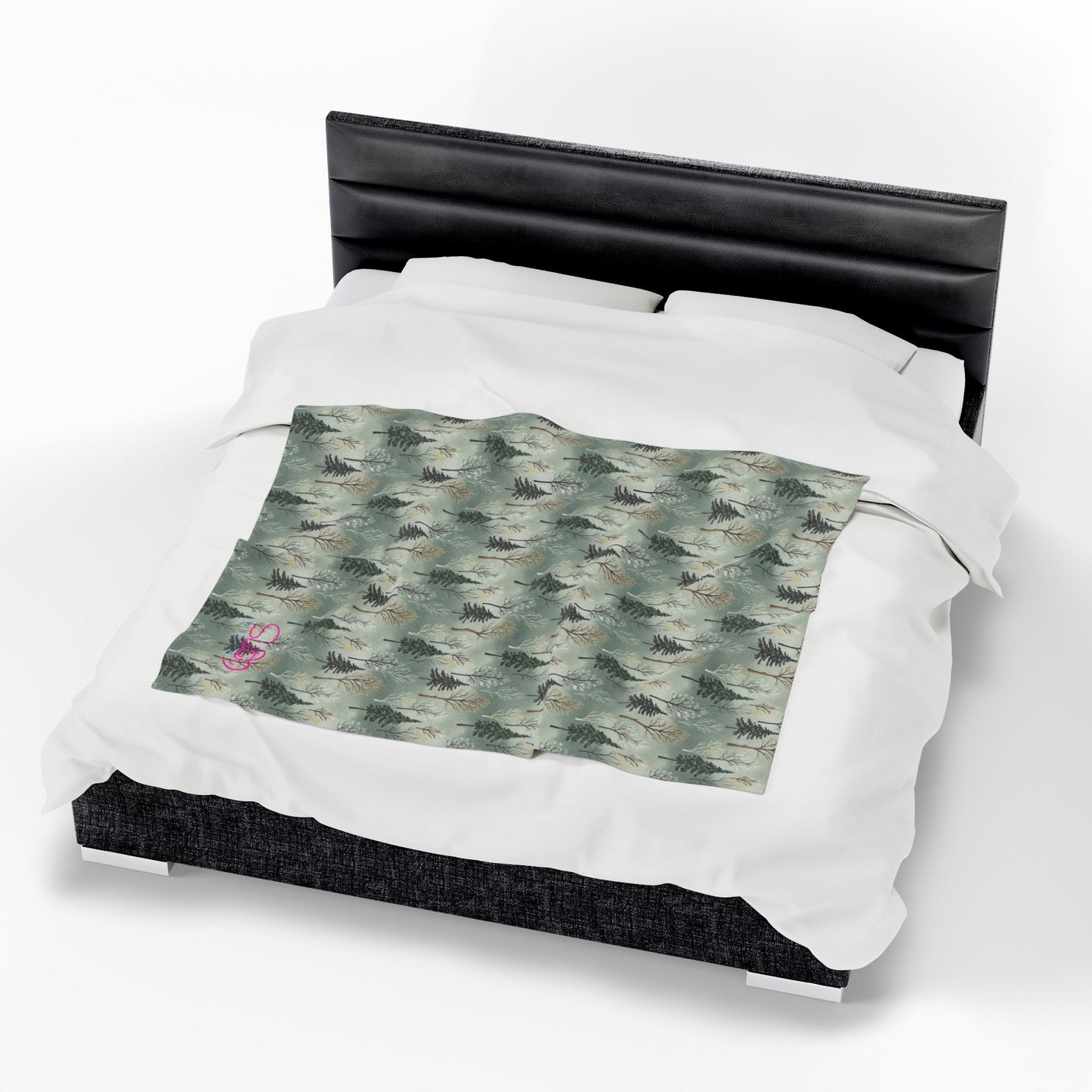 Forest Camo Plush Blanket | Woodland Aesthetic Throw | Polyamory & ENM Cozy Velveteen Blanket | Chosen Family Home Decor